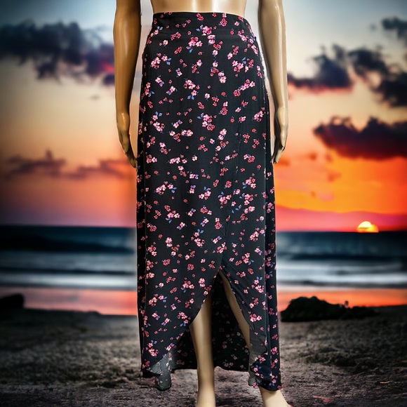 Express Maxi Length Floral Wrap Front Skirt FLAW - Picture 1 of 12